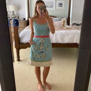 Anthropologie embroidered bird dress